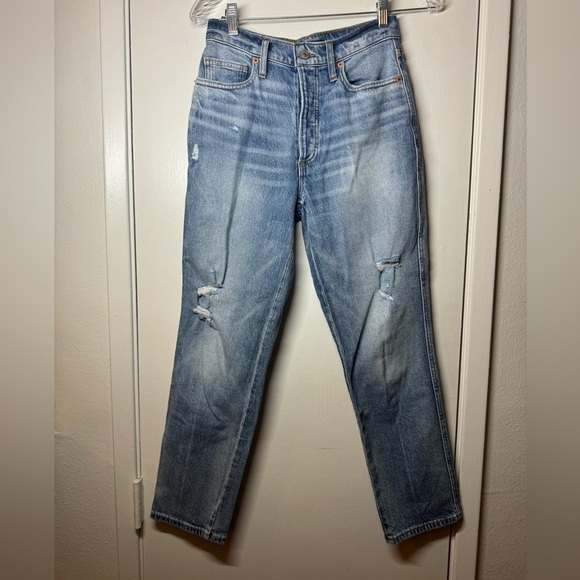 Lucky Brand High Rise Drew Button Fly Intentional Distressing Mom Jeans Size 26 - Picture 4 of 16